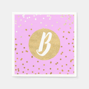 Pink & Gold Confetti Dots Modern Glamour Glam Napkin