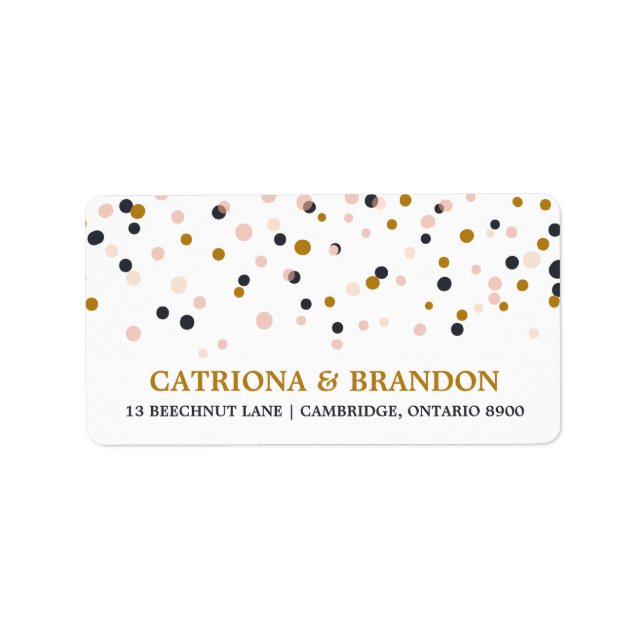Pink & Gold Confetti Dots Return Address Label (Front)