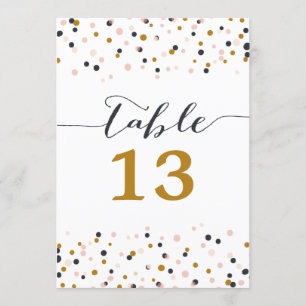 Pink & Gold Confetti Dots Table Numbers Card