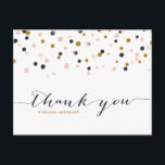 Pink & Gold Confetti Dots Thank You Postcard<br><div class="desc">Confetti Dots Thank You Postcard 
  Stylish and unique postcard featuring blush,  gold and dark purple confetti dots. Matching items and other colours are available.</div>