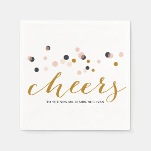 Pink & Gold Confetti Dots Wedding Napkin