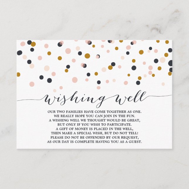 Pink & Gold Confetti Dots Wishing Well Card (Front)