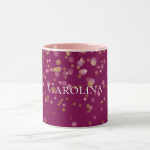 Pink Gold Confetti Glam Dots Name Mug