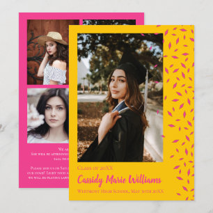 Pink Gold Confetti Graduation Announcement