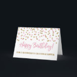 Pink Gold Confetti Granddaughter Birthday Card<br><div class="desc">Birthday card for granddaughter with pink and gold modern glitter confetti pattern. Please note glitter effect is photographic effect only.</div>