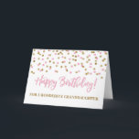 Pink Gold Confetti Granddaughter Birthday Card<br><div class="desc">Birthday card for granddaughter with pink and gold modern glitter confetti pattern. Please note glitter effect is photographic effect only.</div>