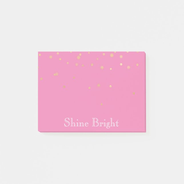 Pink Gold Confetti Post-it Notes (Front)