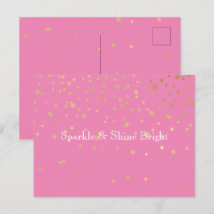 Pink Gold Confetti Postcard