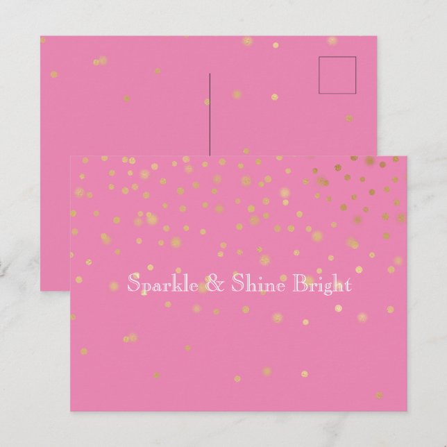 Pink Gold Confetti Postcard (Front/Back)