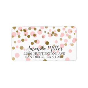 Pink & Gold Confetti Return Address Label