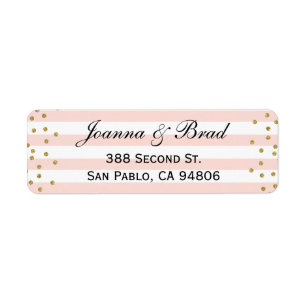 Pink Gold Confetti Return Address Label Wedding