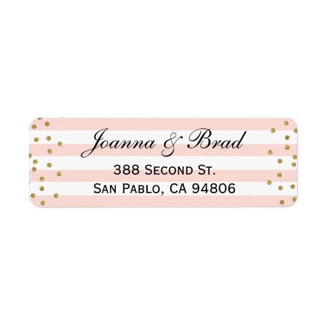 Pink Gold Confetti Return Address Label Wedding (Front)