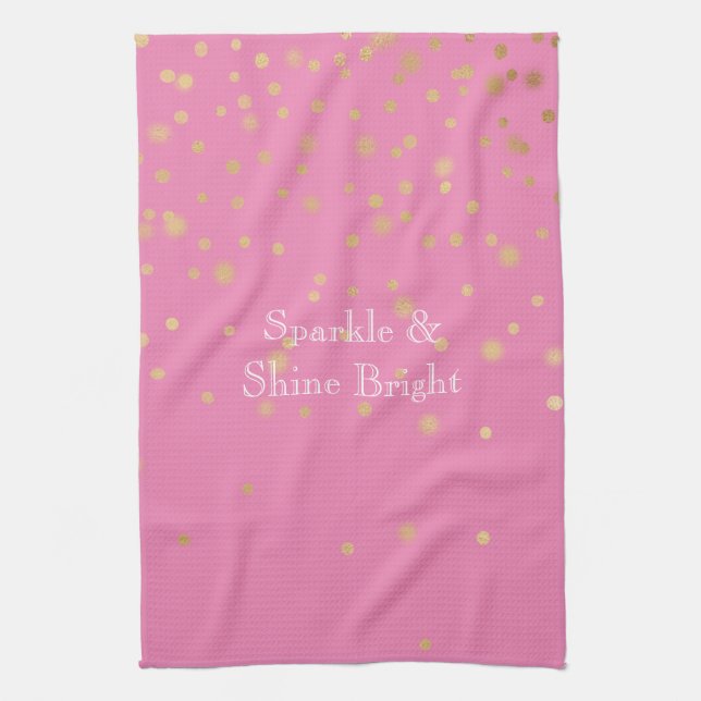Pink Gold Confetti Tea Towel (Vertical)