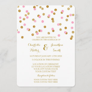 Pink Gold Confetti Wedding Invitations