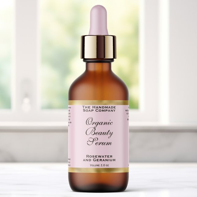 Pink & Gold Cosmetics Dropper Bottle Label (Creator Uploaded)