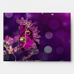 Pink & Gold Costume Masquerade Mask Birthday Party Envelope