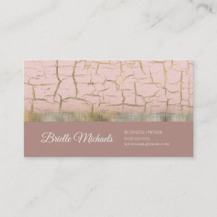 Pink Gold Cracked Paint Design Business Card