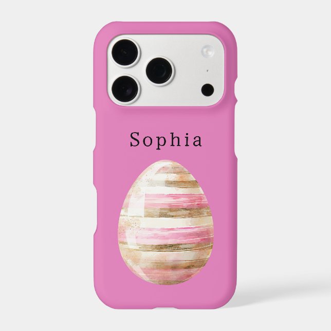 Pink Gold Cream Stripes Egg (Back)