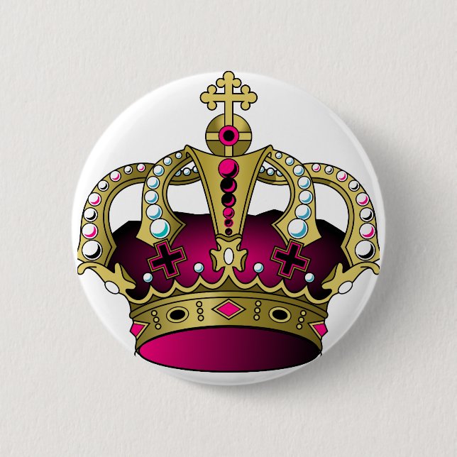 Pink & Gold Crown 6 Cm Round Badge (Front)