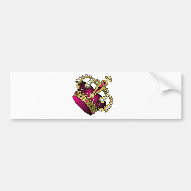 Pink & Gold Crown Bumper Sticker (Front)