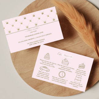 Pink Gold Crown Minimal Cake Care Business Card