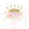 Pink Gold Crown Princess Floral Birthday Baby Girl