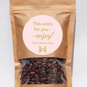 Pink gold customer shopping business logo wrapping classic round sticker