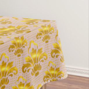 Pink Gold Damask Tablecloth