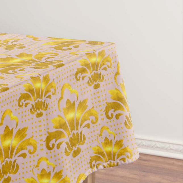 Pink Gold Damask Tablecloth (In Situ)