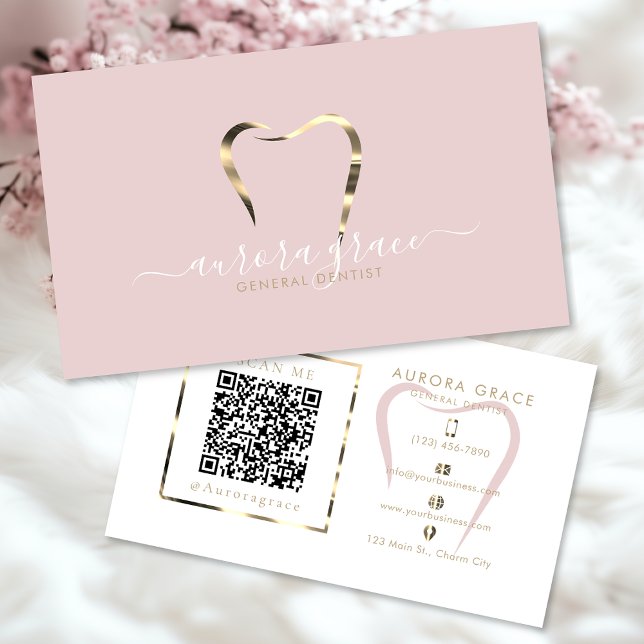 Pink Gold Dental Elegance Business Card (Creator Uploaded)
