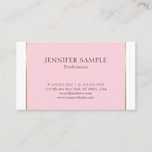 Pink Gold Design Modern Elegant Clean Plain Trendy Business Card
