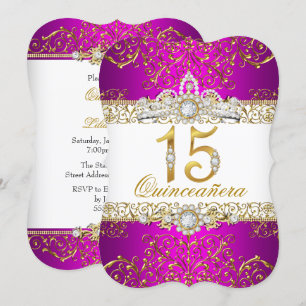 Pink Gold Diamond Glamour Quinceanera Invitation
