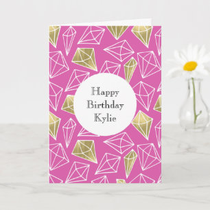 Pink Gold Diamonds Christmas Card