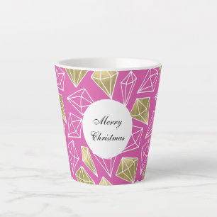 Pink Gold Diamonds Christmas Latte Mug
