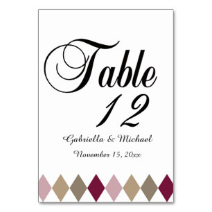 Pink Gold Diamonds Table Number