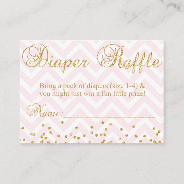Pink & Gold Diaper Raffle Enclosure Card (Front)