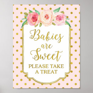 Pink Gold Dots Babies are Sweet Favours Sign