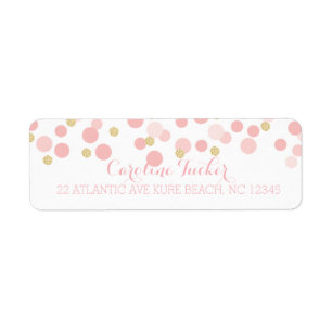 Pink Gold Dots Baby Shower Address Label
