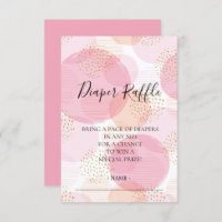 Pink & Gold Dots Baby Shower Diaper Raffle Ticket
