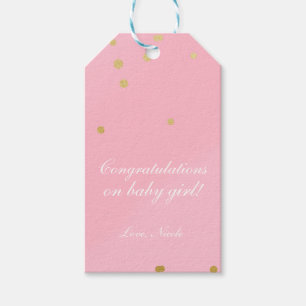 Pink & Gold Dots Modern Chic Present Gift Tag