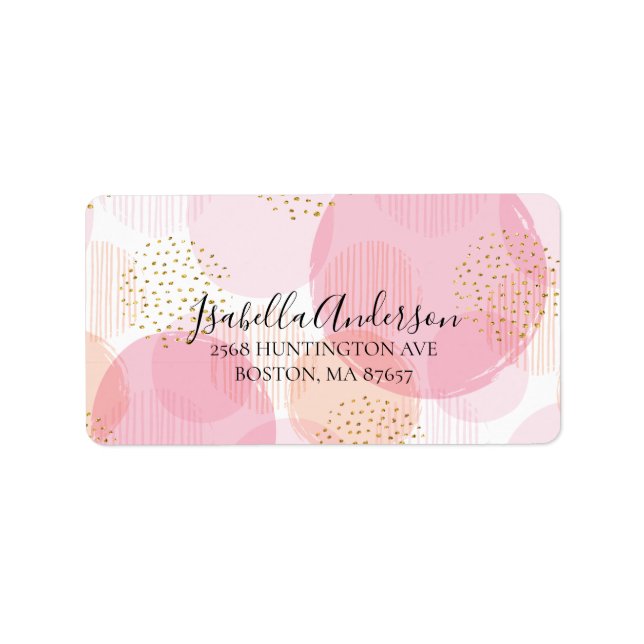 Pink & Gold Dots Return Address Label (Front)