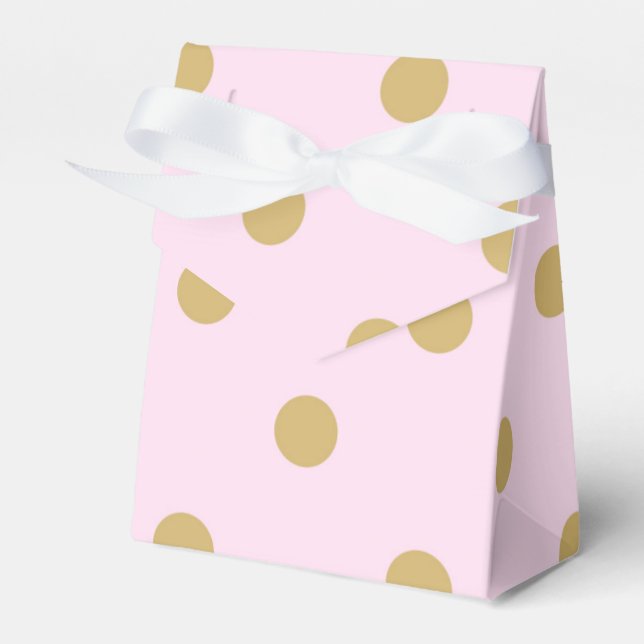 Pink & Gold Dots Royal Crown Party Favour Boxes (Front Side)