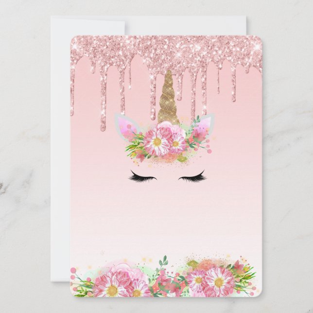 Pink Gold Drip Glitter Unicorn Template (Front)