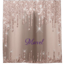 Pink Gold Dripping Marvel Shower Curtain