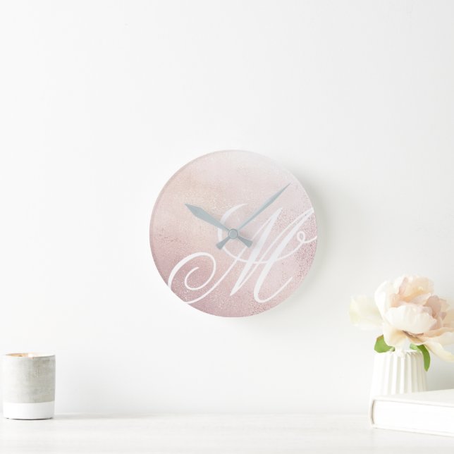 Pink Gold Elegance ⎢Monogram Acrylic Wall Clock (Home)