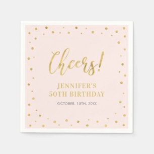Pink & Gold   Elegant Classic Adult Birthday Party Napkin