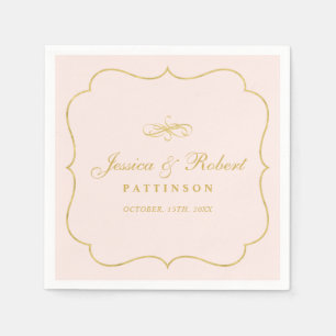 Pink & Gold Elegant Classic Wedding Napkin