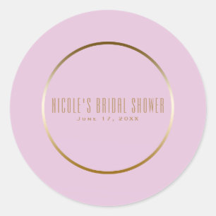 Pink & Gold Elegant Classy Glam Wedding Favour Classic Round Sticker
