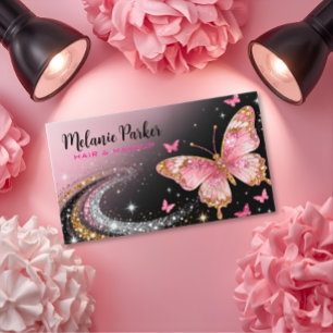  Pink Gold Elegant Glitter Butterfly  Business Card