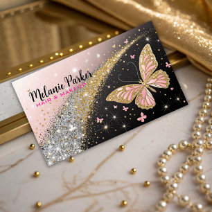  Pink Gold Elegant Glitter Butterfly  Business Card